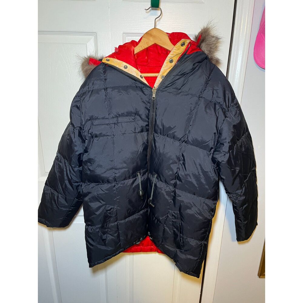Andy Johns Down Filled Puffer Coat Fur Trim Hooded Winter Jacket Size L